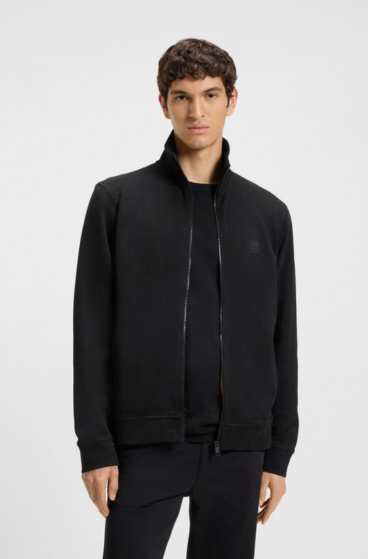 tröja boss zestart sweater tröjor hugo boss zip dragkedja black svart