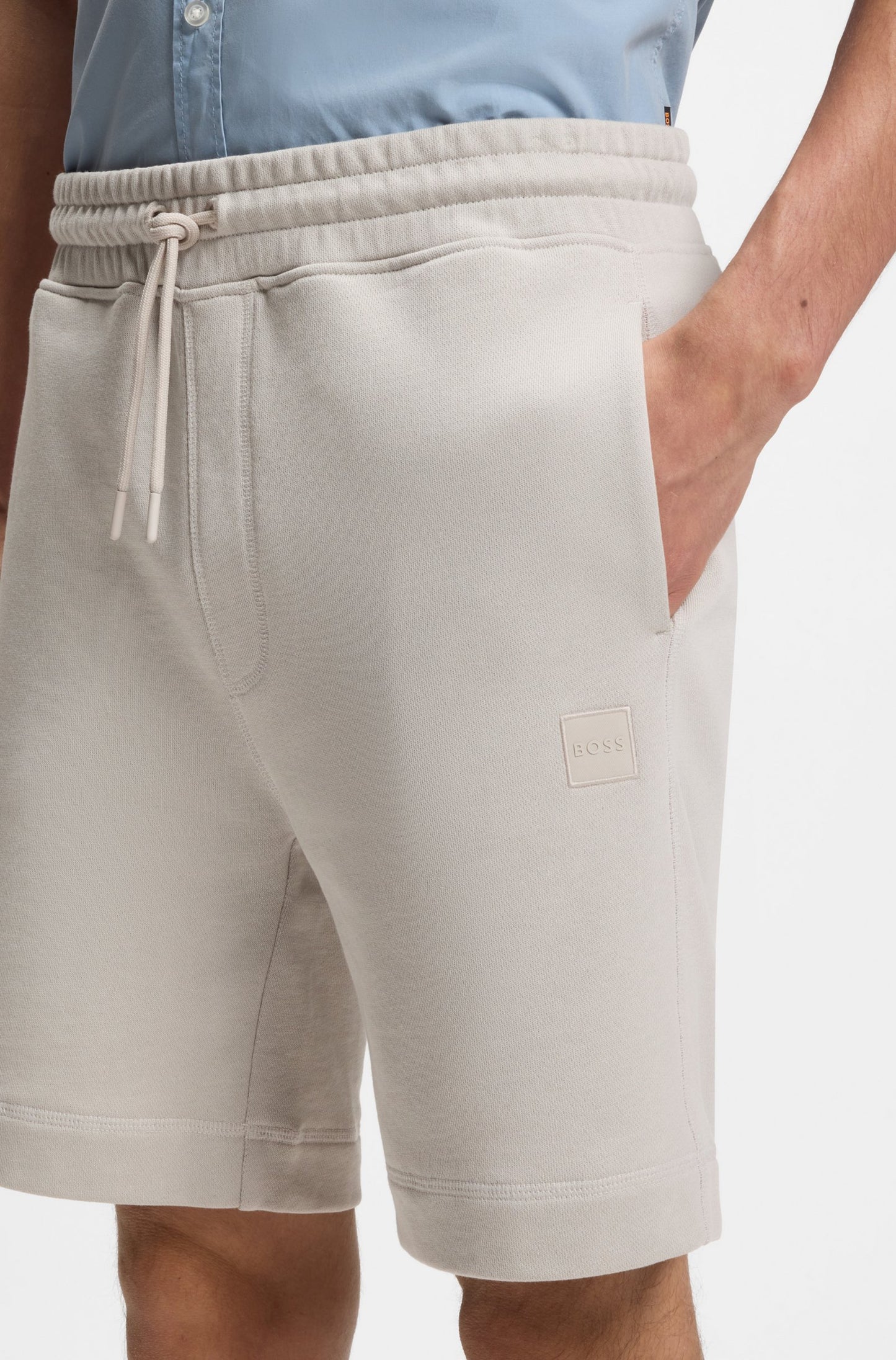 shorts boss sewalk hugo boss mjukis shorts logo kortbyxor open grey grå