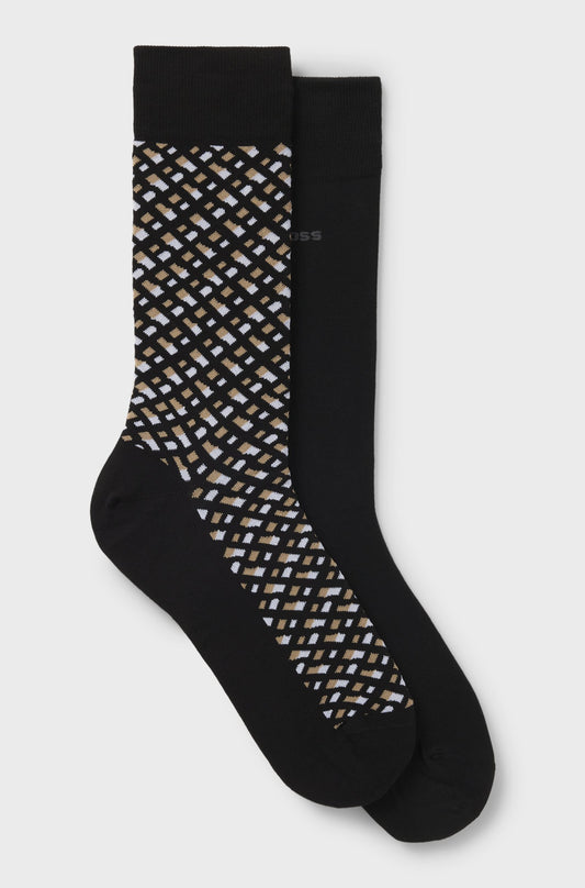 sockar boss 2 pack hugo boss monogram boss orange stretch black svart socks strumpor
