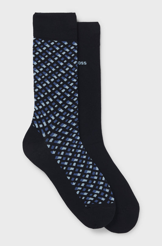 sockar boss 2 pack hugo boss monogram boss orange stretch dark navy blå blue socks strumpor