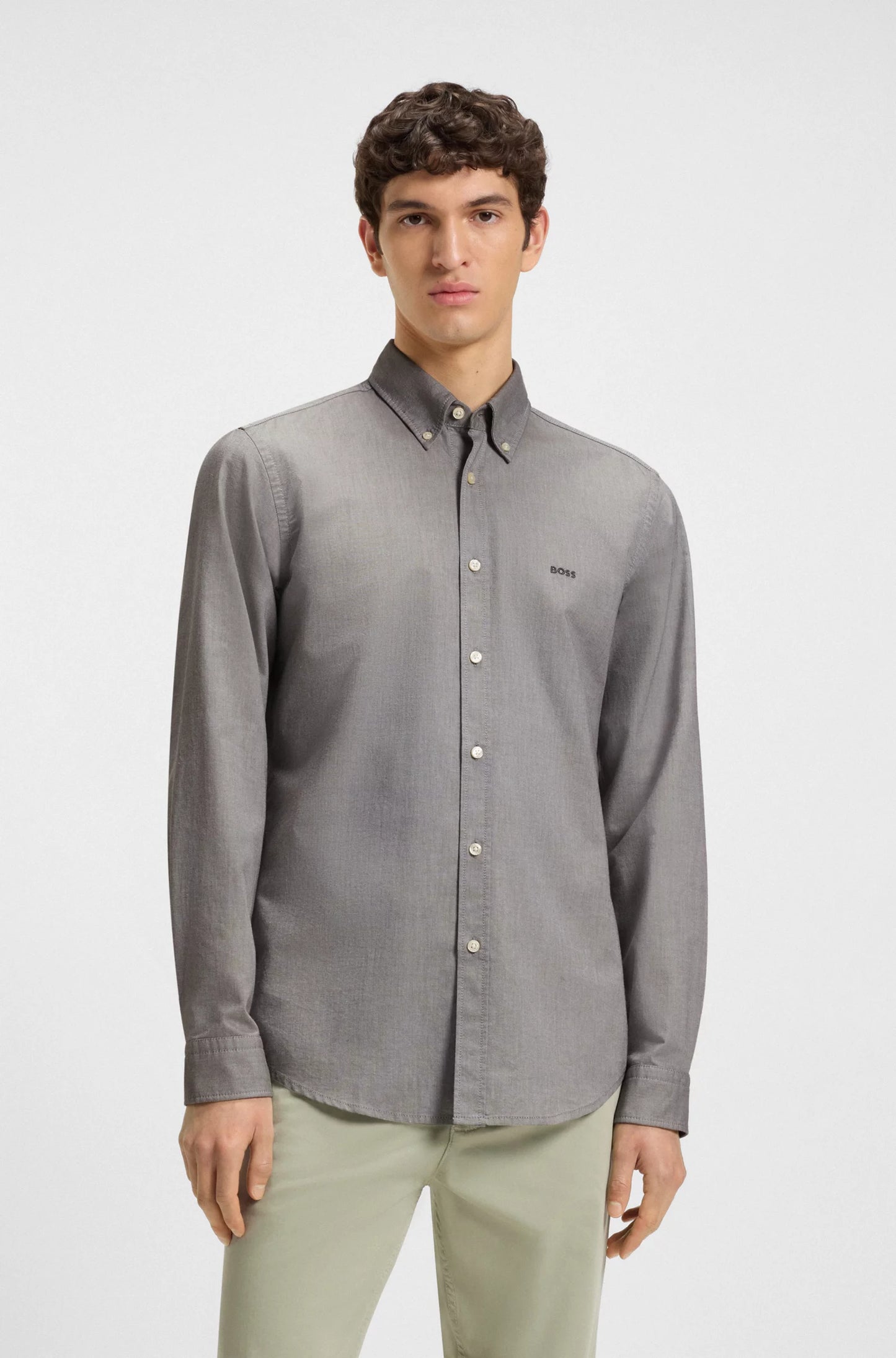 boss skjorta shirt rickert boss orange open green grön button down krage