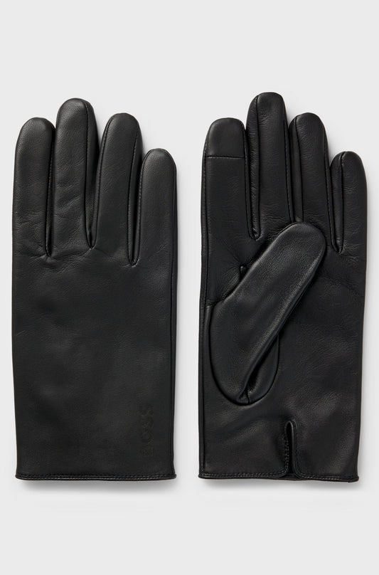 handskar boss gloves hugoboss black svart läder leather lammläder fri frakt stenungsund