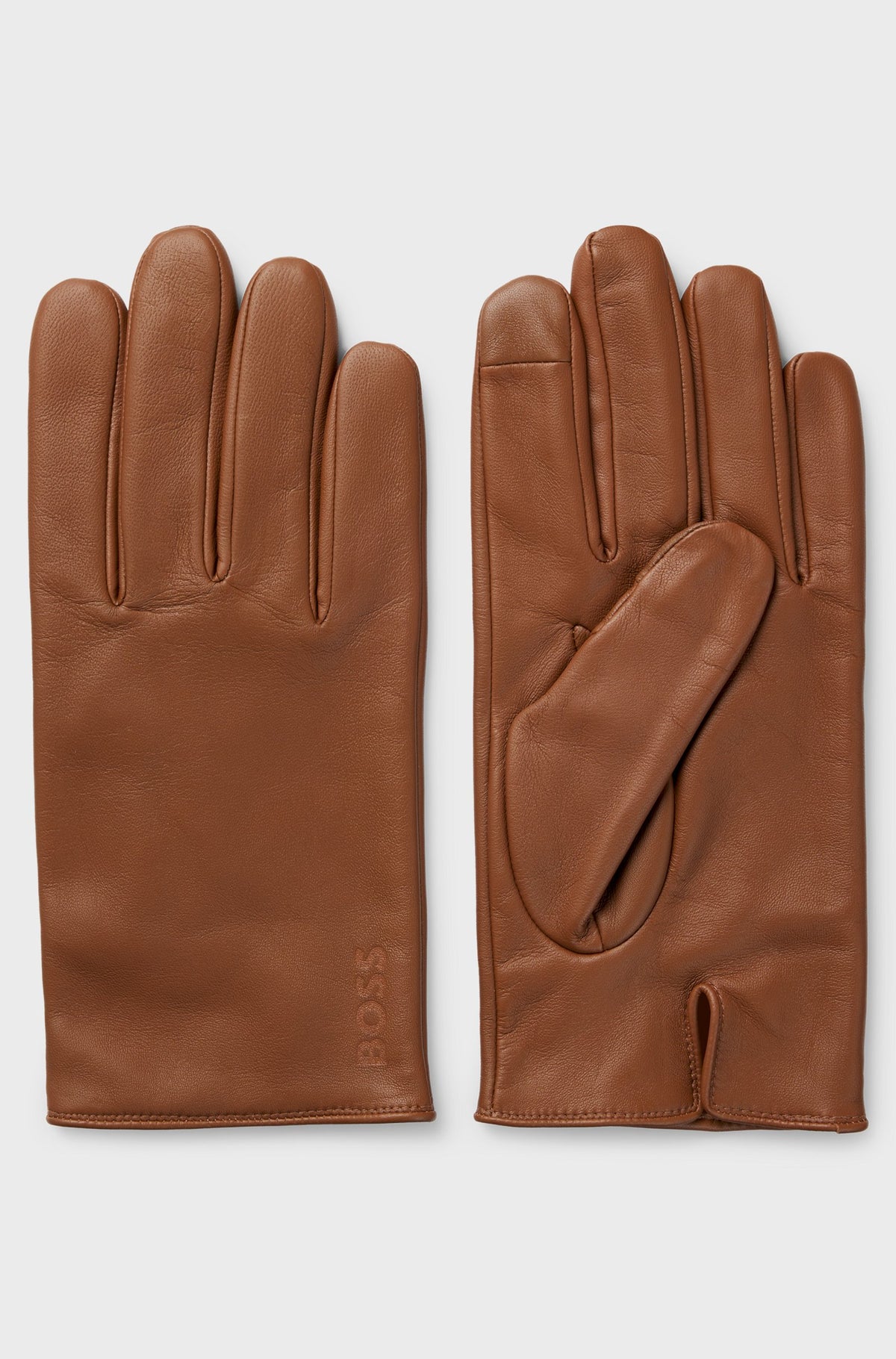 handskar boss gloves hugoboss medium brown brun läder leather lammläder fri frakt stenungsund