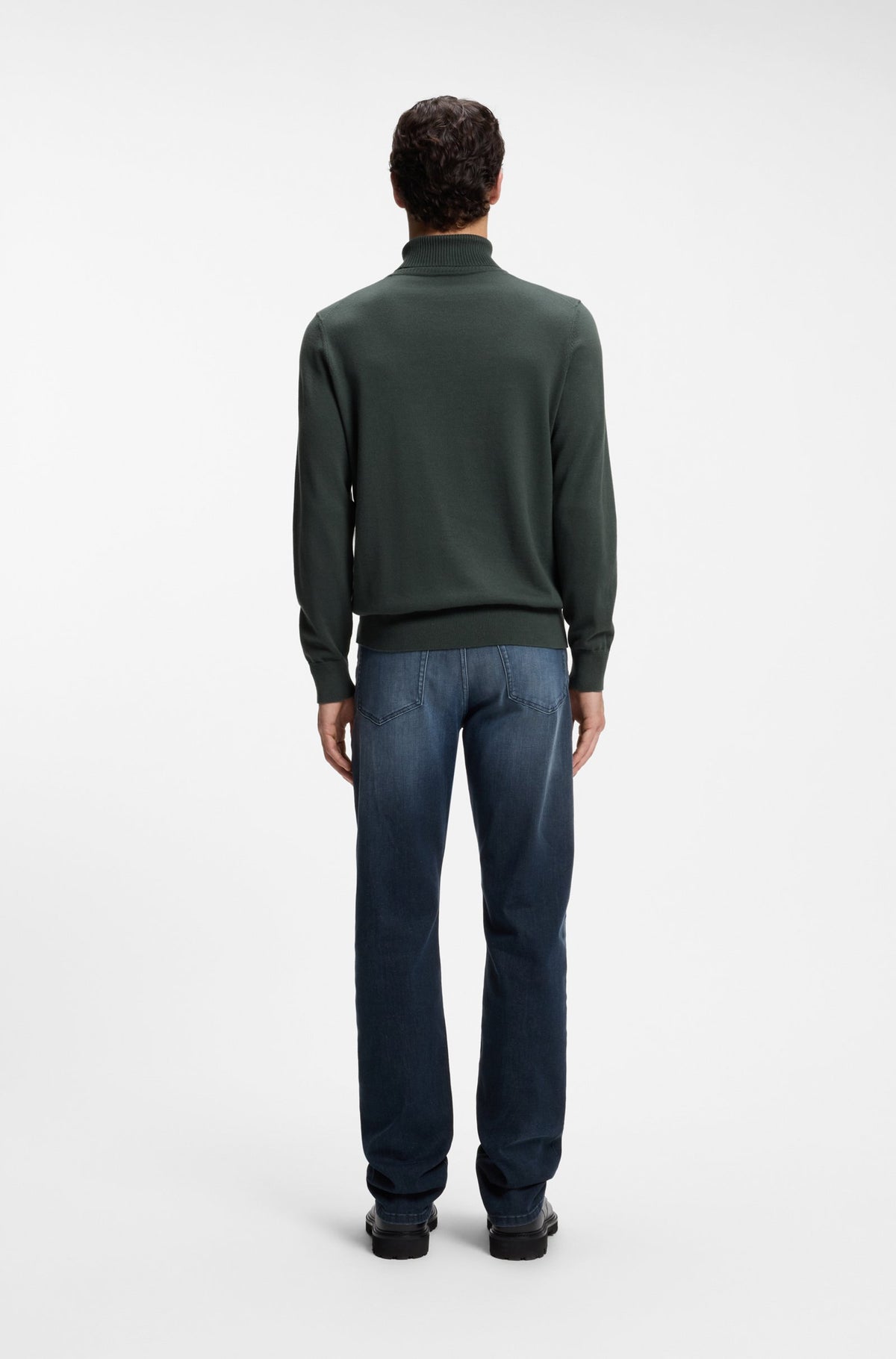 tröja polotröja boss hugo akiro hugoboss kbit sweater krage polo polo tröja logo patch open green grön fri frakt stenungsund