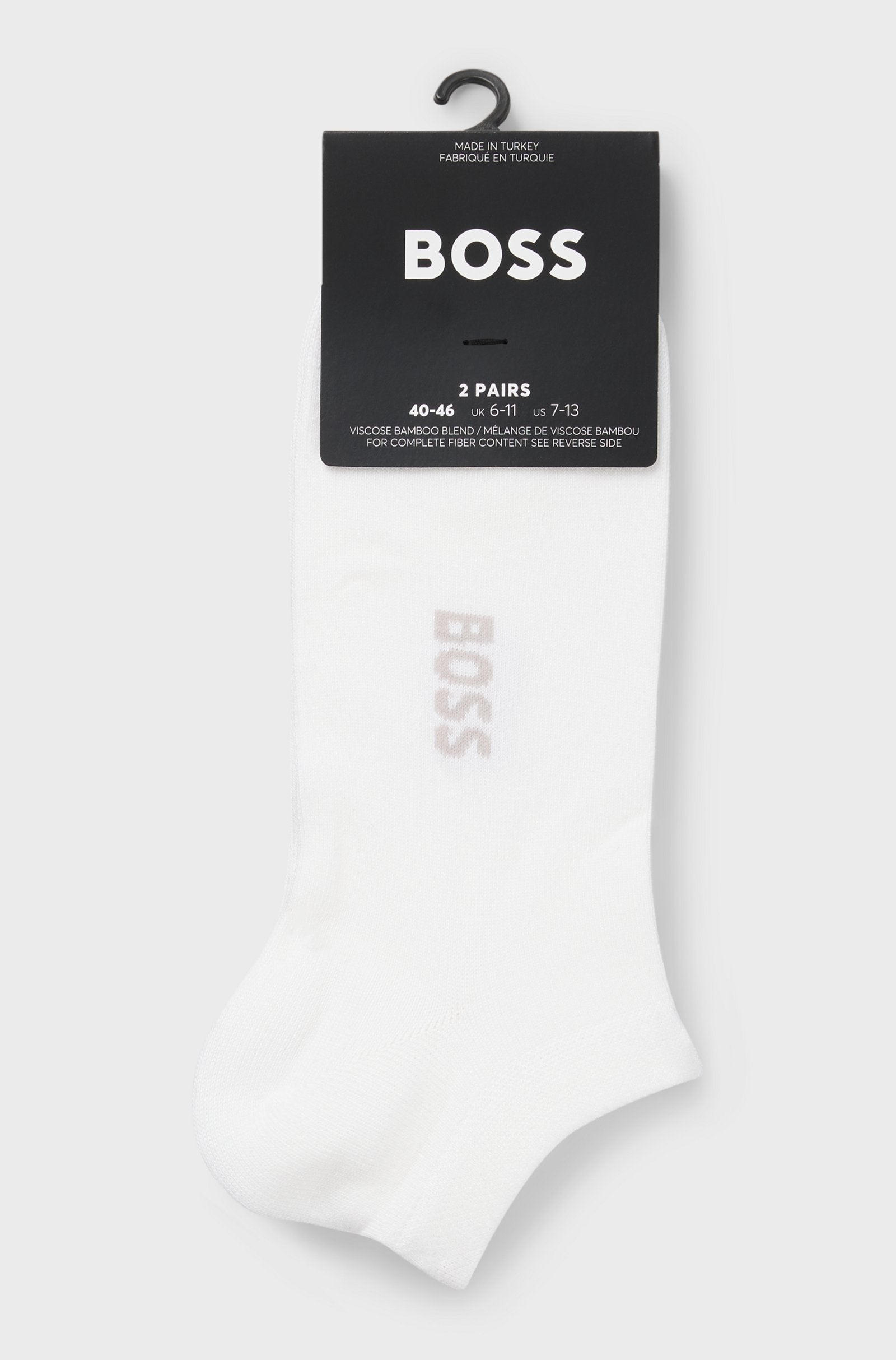 sockar strumpor boss hugo boss ankel 2p logo bambo socks white vit