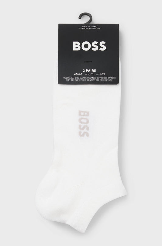 sockar strumpor boss hugo boss ankel 2p logo bambo socks white vit