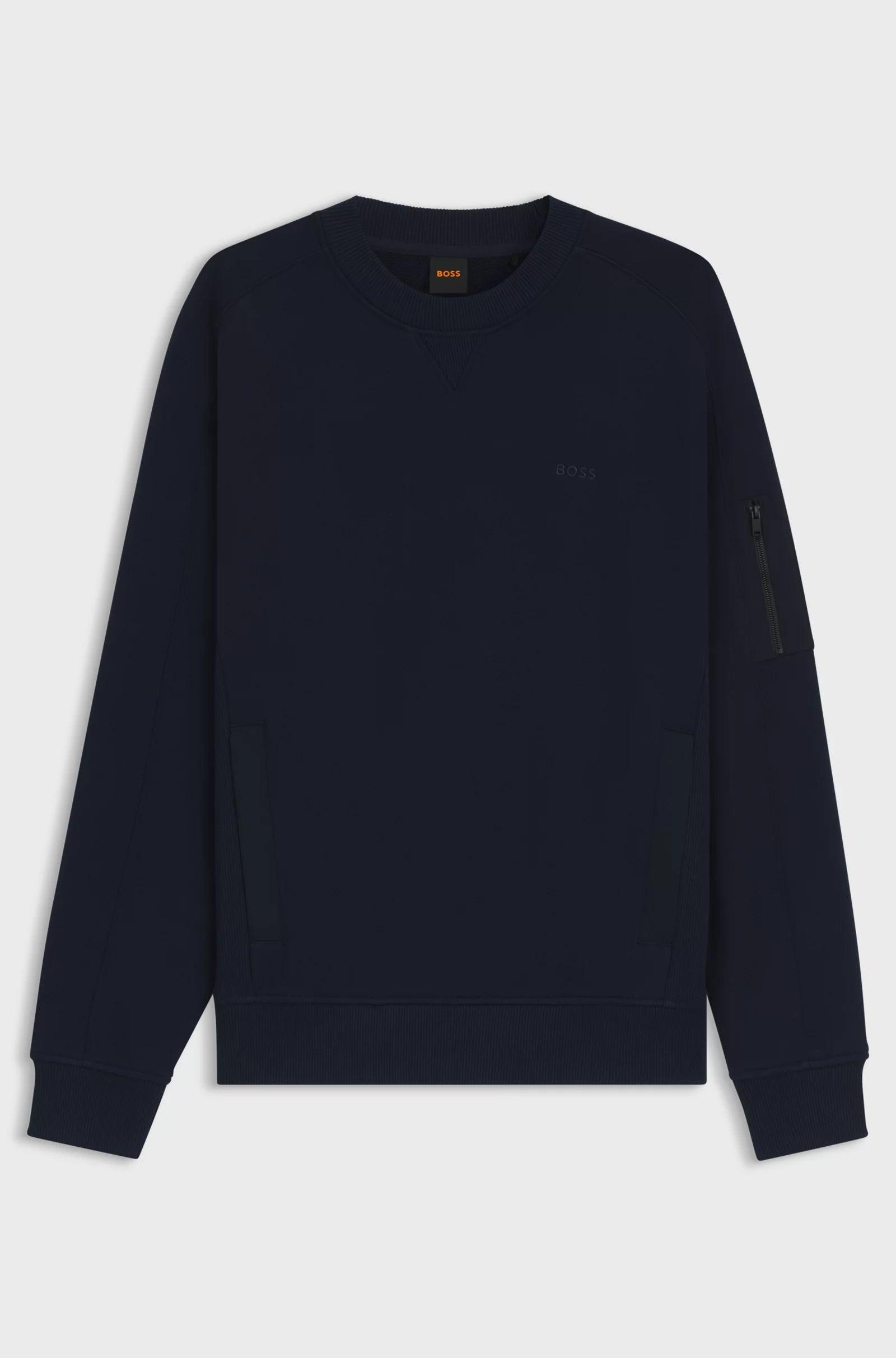tröja boss sweater boss orange we mixed logo zip dark blue navy blå