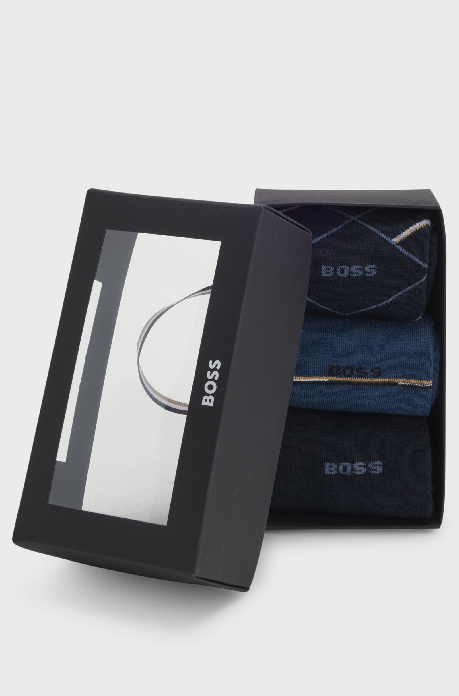 sockar strumpor boss 3prs giftset icon hugo boss giftbox socks 3pack dark blue navy blå julklapp
