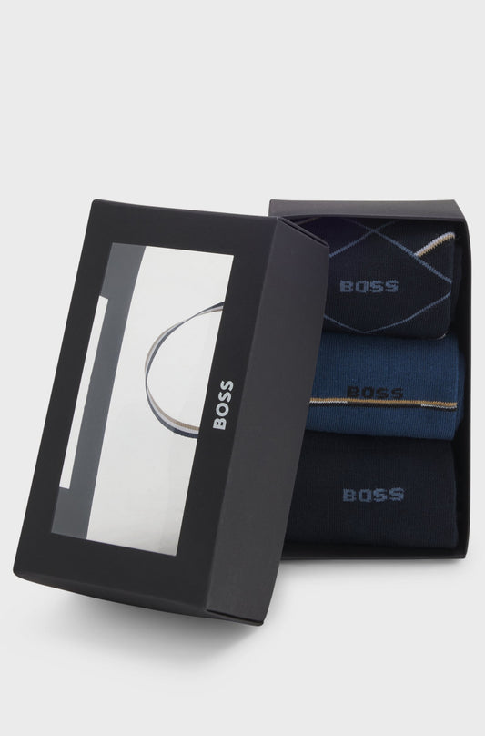 sockar strumpor boss 3prs giftset icon hugo boss giftbox socks 3pack dark blue navy blå julklapp