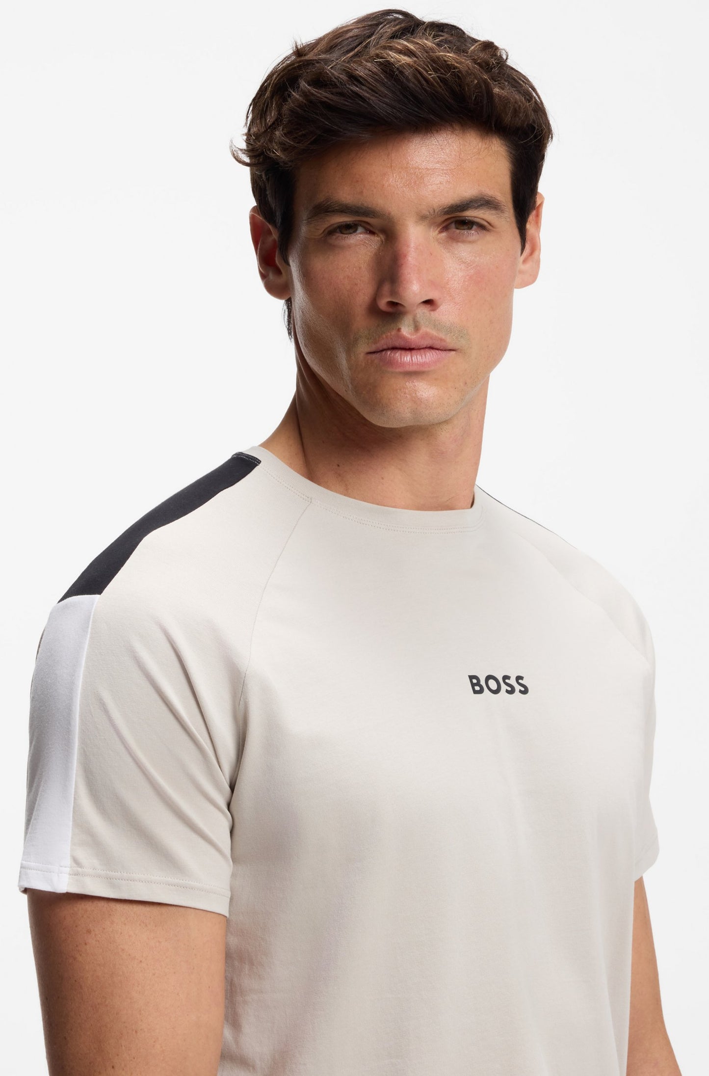 t-shirt tee boss balance t-shirt rn pyjamas open grey grå beige hugoboss