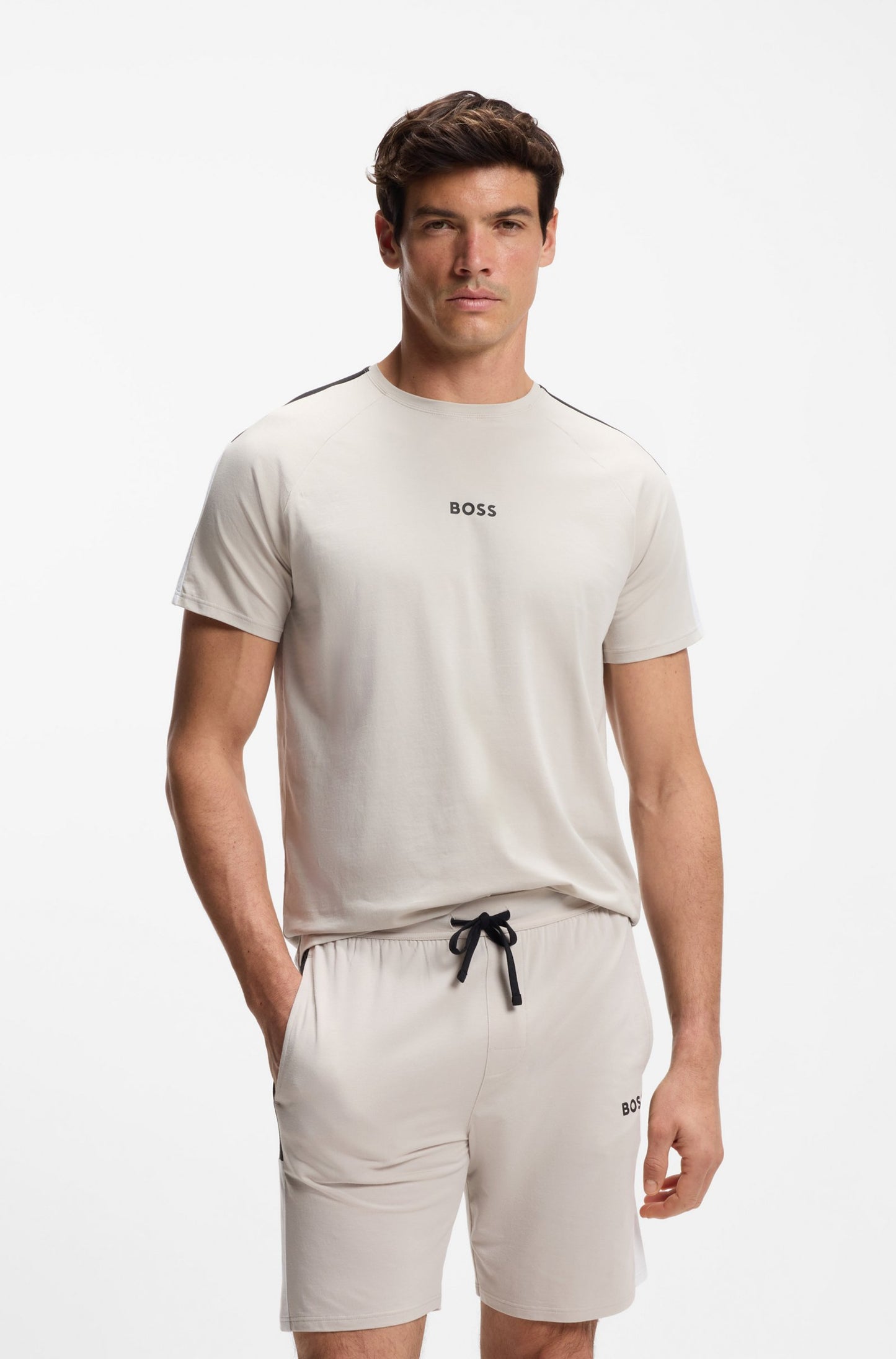 t-shirt tee boss balance t-shirt rn pyjamas open grey grå beige hugoboss