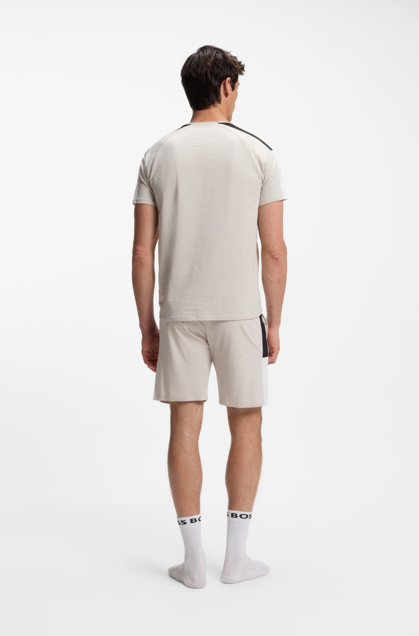 t-shirt tee boss balance t-shirt rn pyjamas open grey grå beige hugoboss