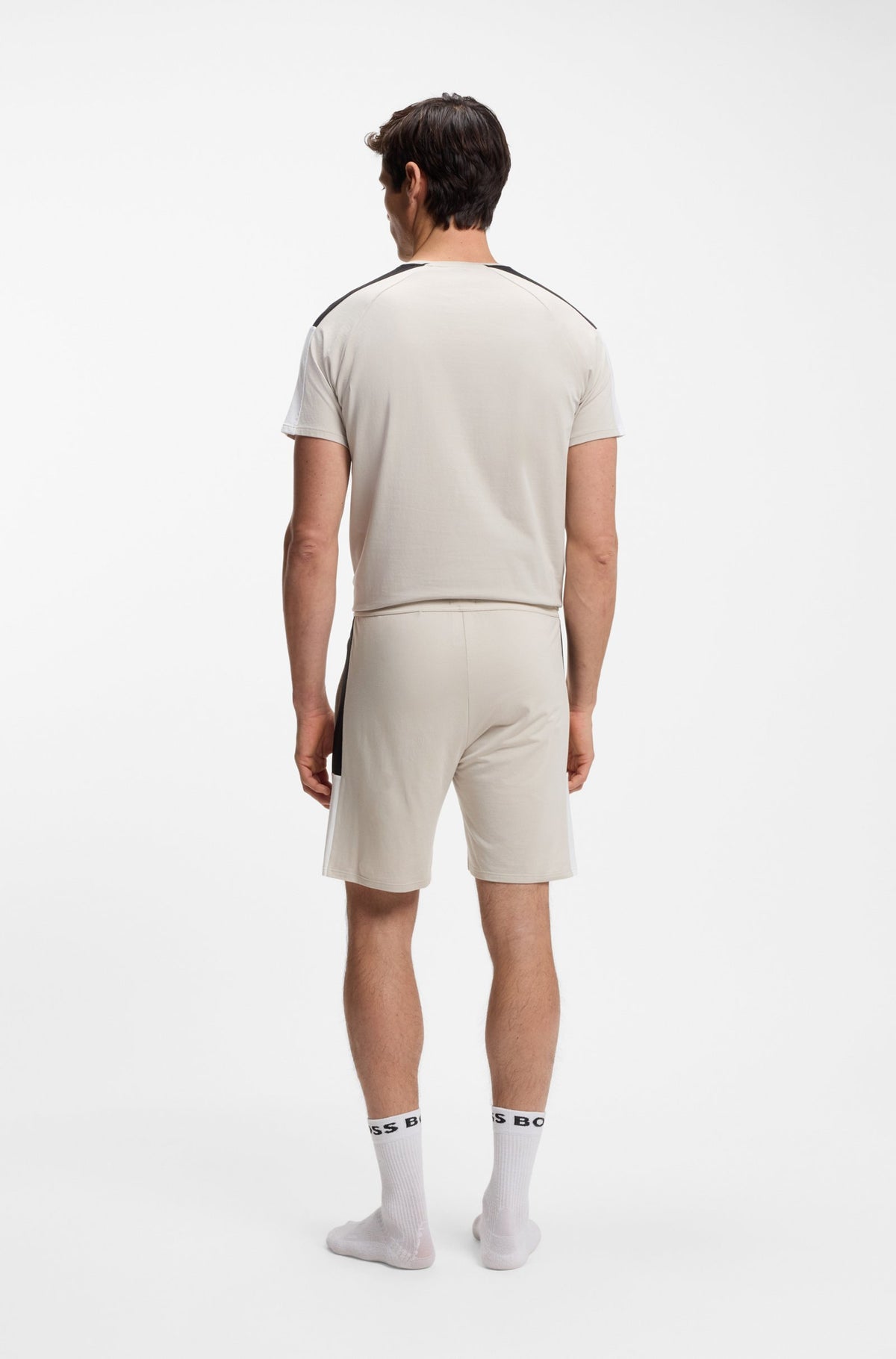 short boss balance shorts pyjamas shorts hugoboss open grey beige grå