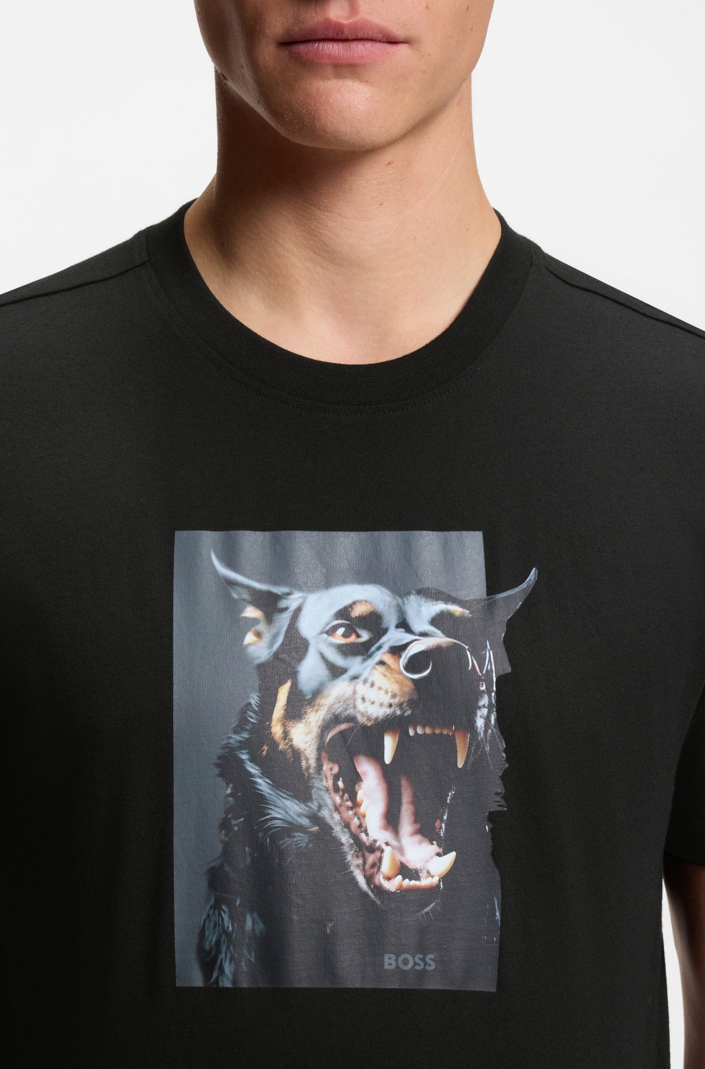 t-shirt boss te doberman hugo boss hund print tee black svart