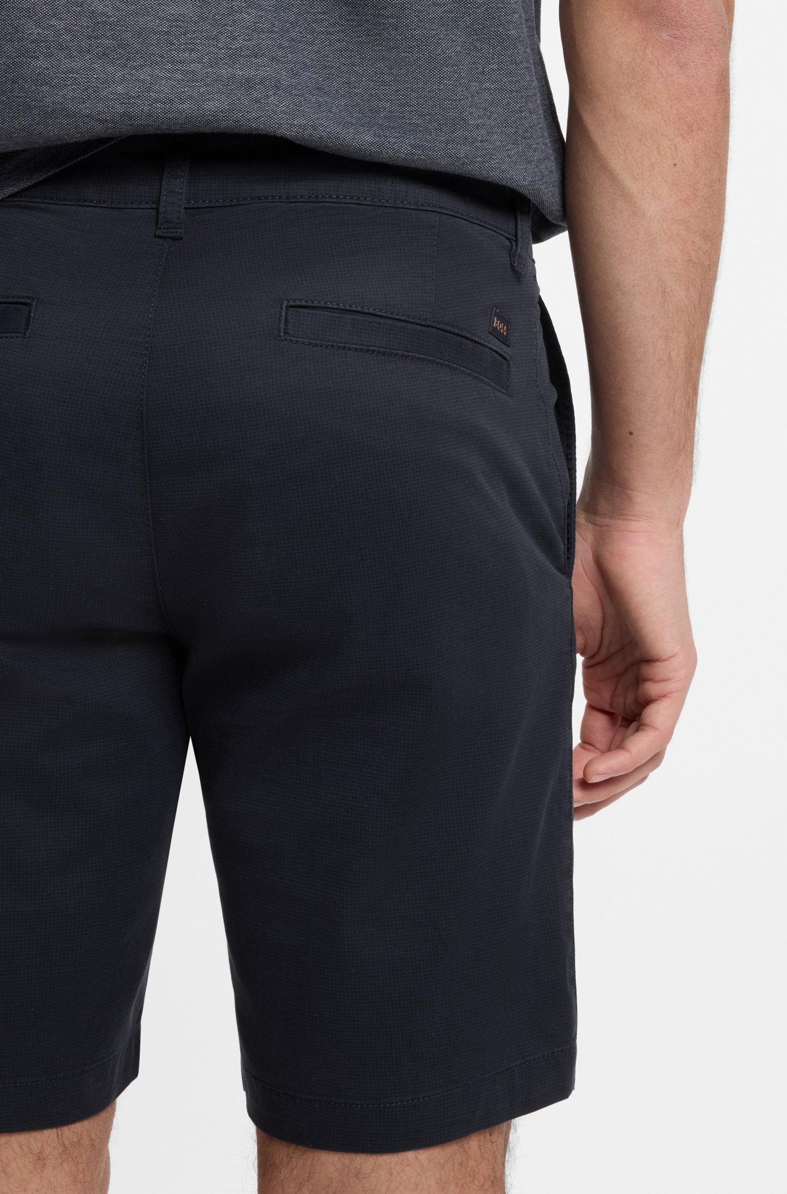 shorts boss chinos shorts hugo boss chino slim short dark blue navy blå stretch kortbyxor