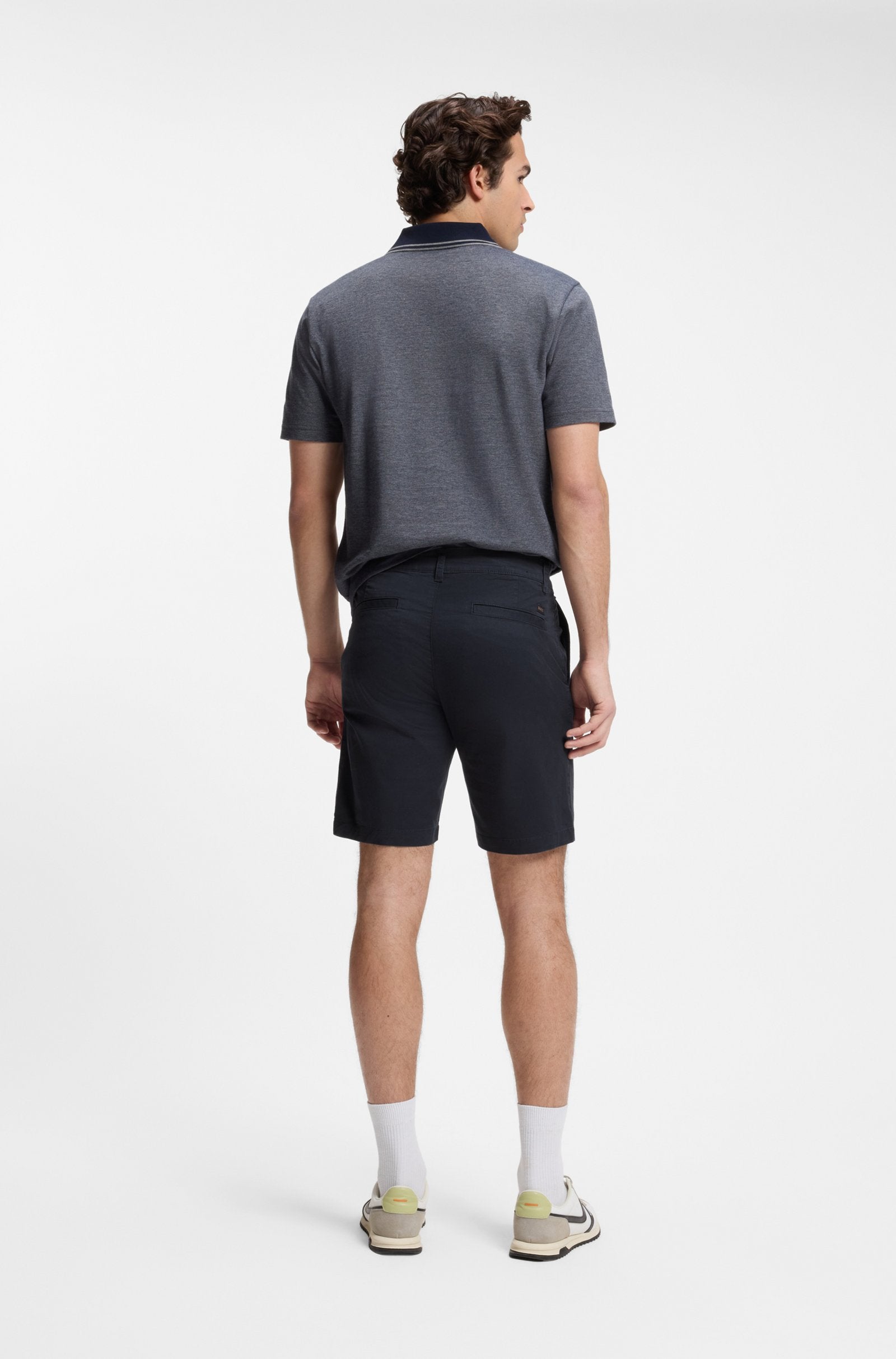 shorts boss chinos shorts hugo boss chino slim short dark blue navy blå stretch kortbyxor