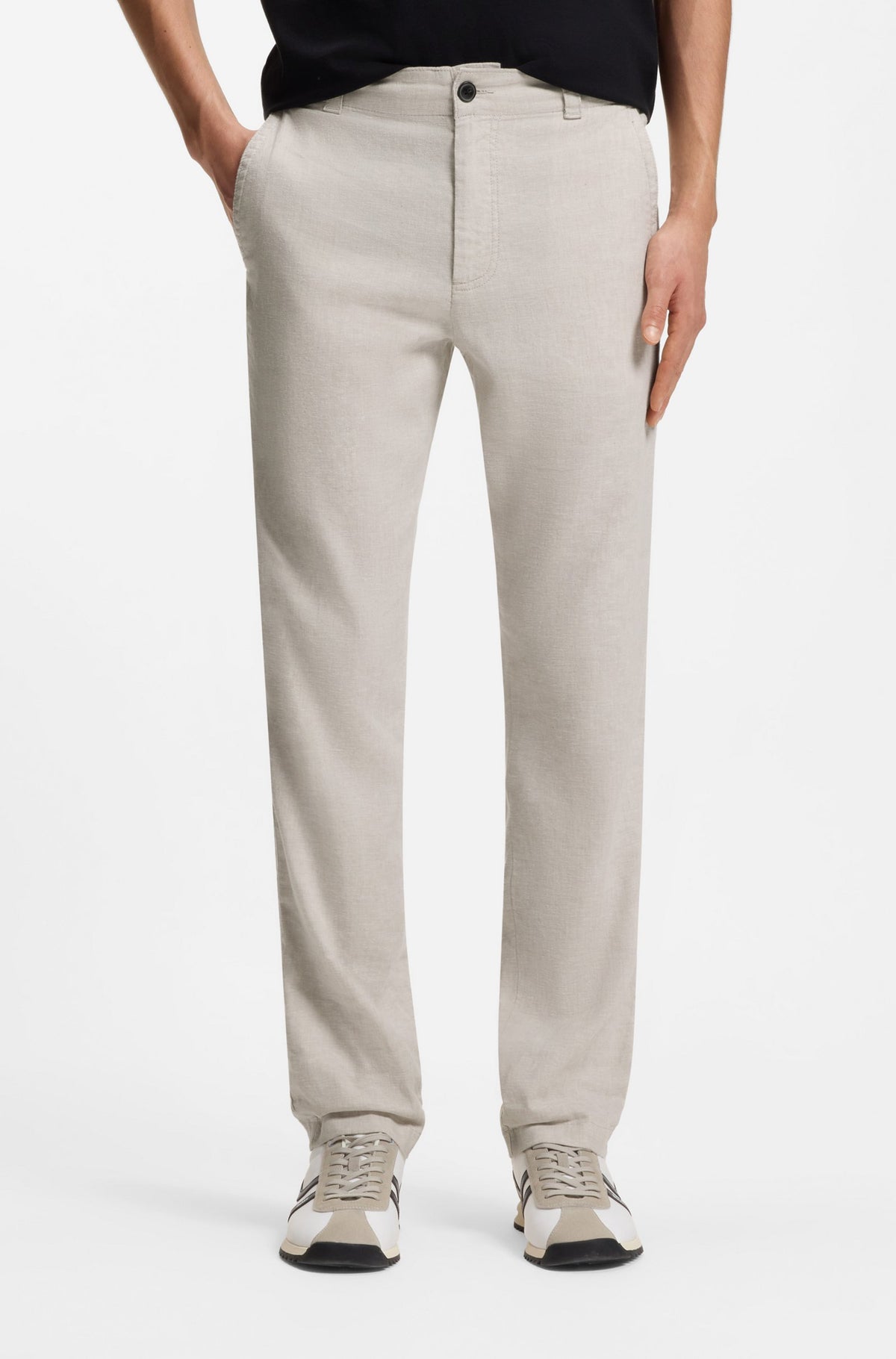 byxor linne boss sanderson hugo boss hugoboss linen pants linnebyxor open grey sand beige