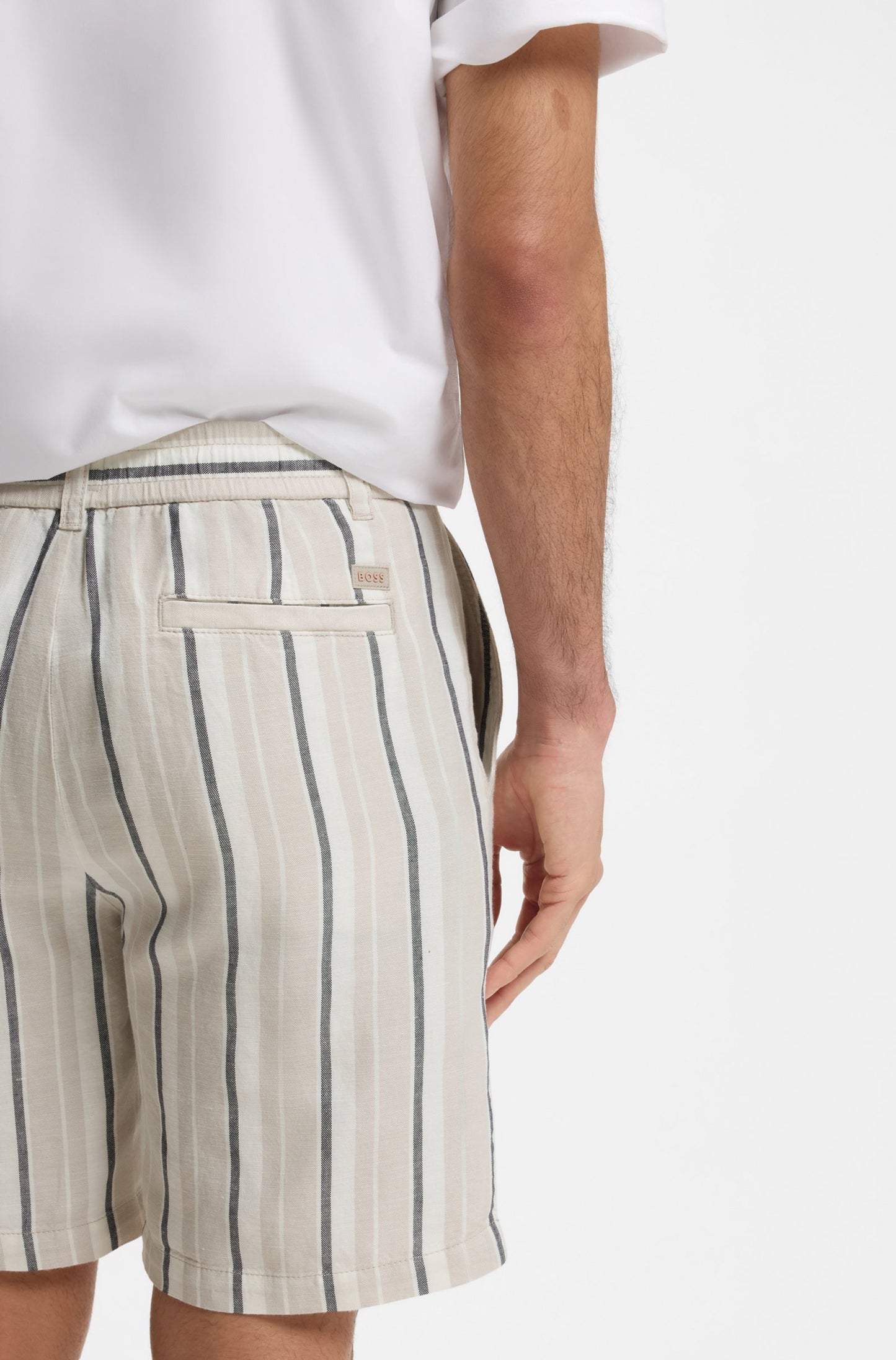 shorts boss chino st shorts hugo boss linne linen bomull cotton hugoboss linneskhorts linne shorts open grey randiga ränder grå
