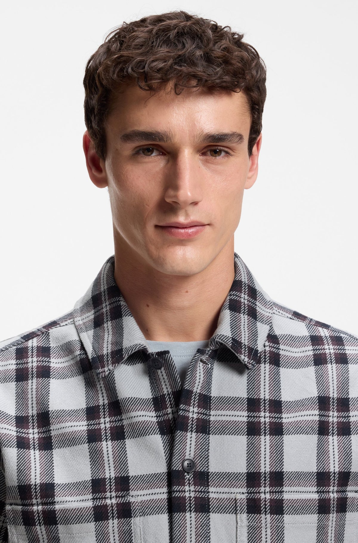 overshirt boss locky hugo hugoboss överskjorta rutig randig boss orange open grey grå fri frakt stenungsund