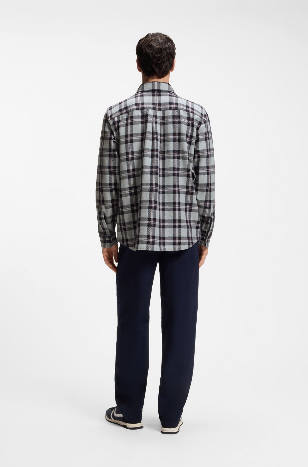 overshirt boss locky hugo hugoboss överskjorta rutig randig boss orange open grey grå fri frakt stenungsund