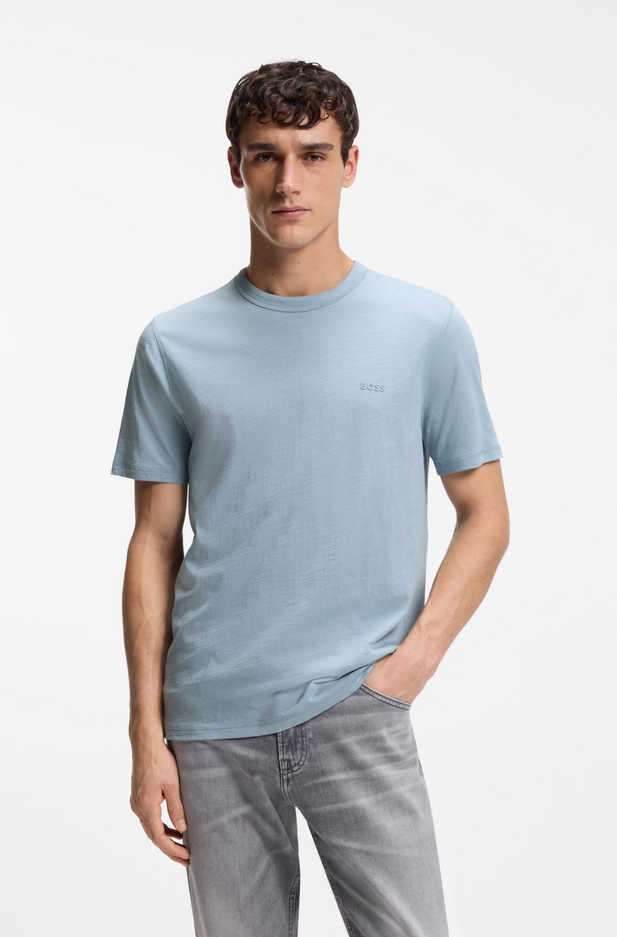 t-shirt boss tee hugo boss tegood logo light pastel blue blå