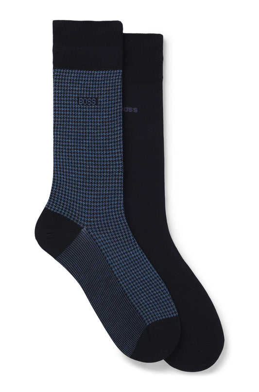sockar strumpor boss hugo boss 2p houndstooth socks boss accessorie dark blue blå