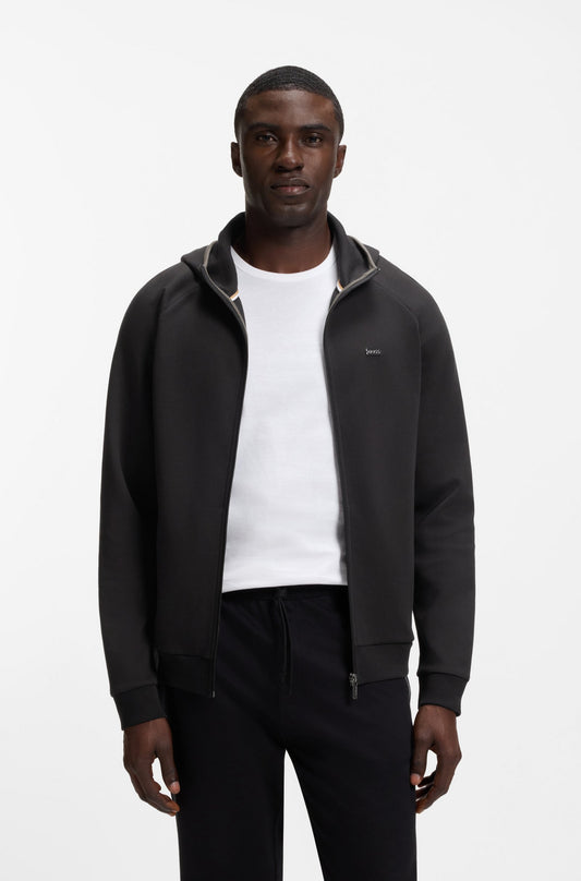 tröja hoodie sense hooded jacket boss hugo boss hugoboss dragkedja zip sweater hood black svart