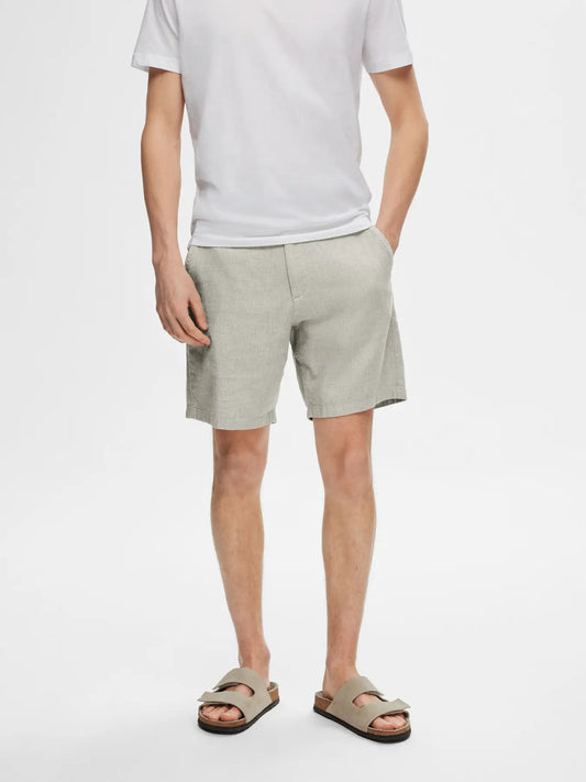 shorts brody linen shorts selected homme linne shorts kortbyxor vetiver green grön