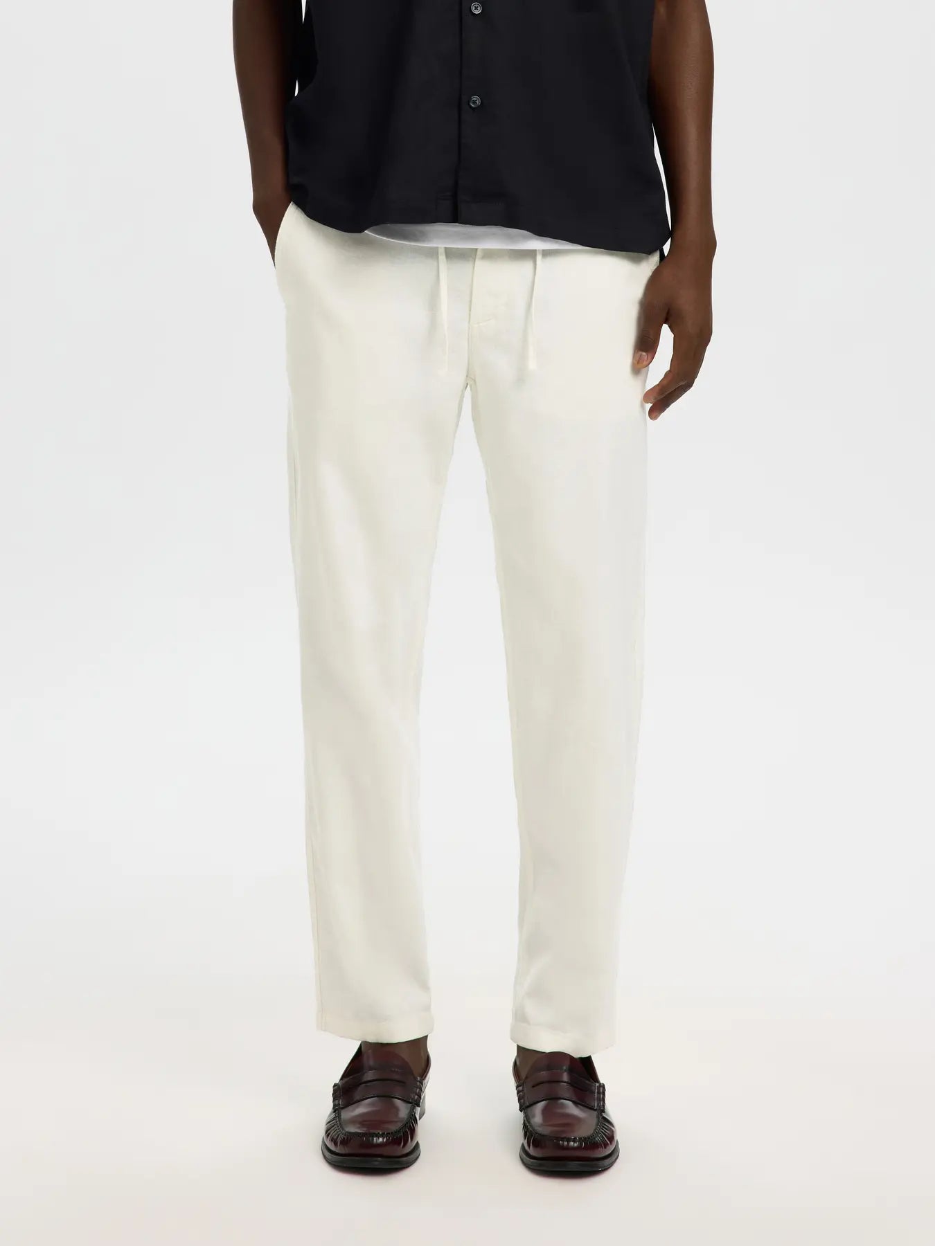 linne byxor linnebyxor selected homme brody linen pants linenpants colud dancer white vit linne linen