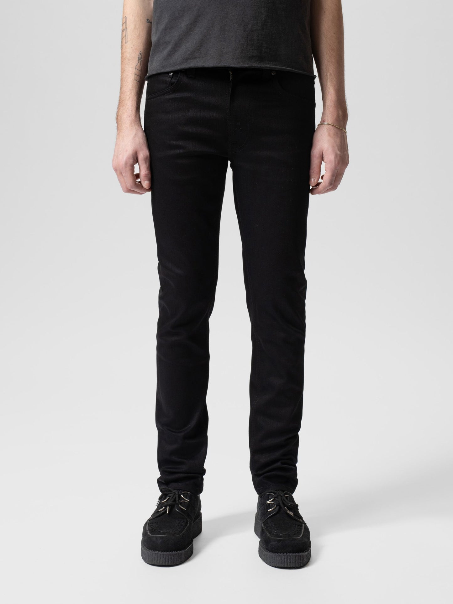 lean dean dry ever black nudie jeans nudiejeans denim stretch slim fit tapered fit svart jeans stay black
