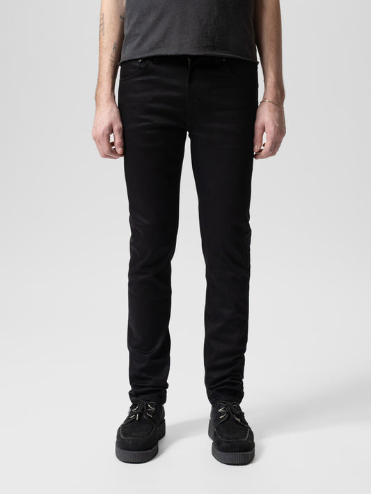lean dean dry ever black nudie jeans nudiejeans denim stretch slim fit tapered fit svart jeans stay black