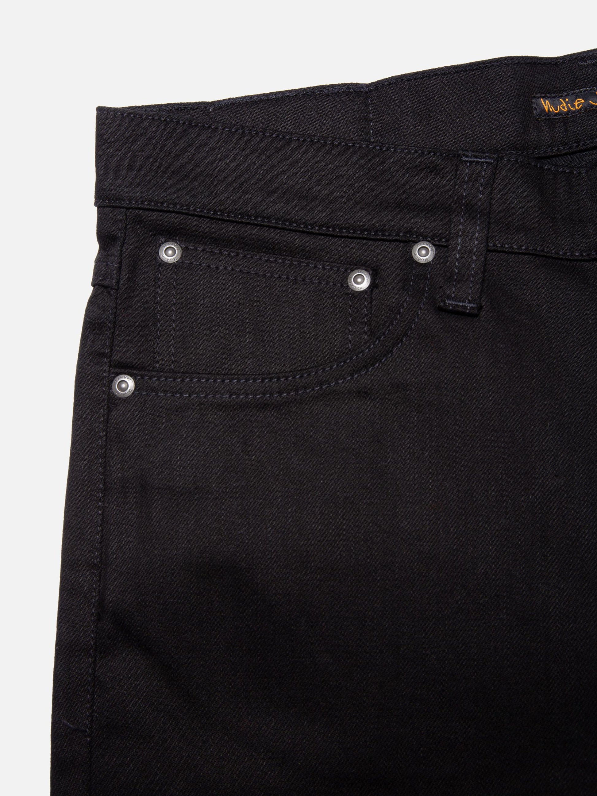 lean dean dry ever black nudie jeans nudiejeans denim stretch slim fit tapered fit svart jeans stay black
