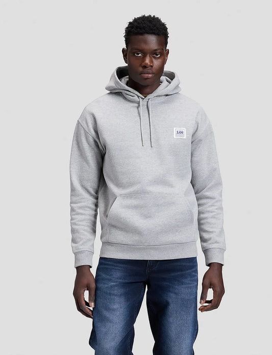 tröja hoodie lee leejeans workwear hoodie mid grey melange grå hood fri frakt stenungsund
