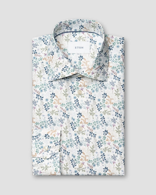 skjorta eton shirt blommig skjorta shirts mönstrad skjorta signature twill bomull