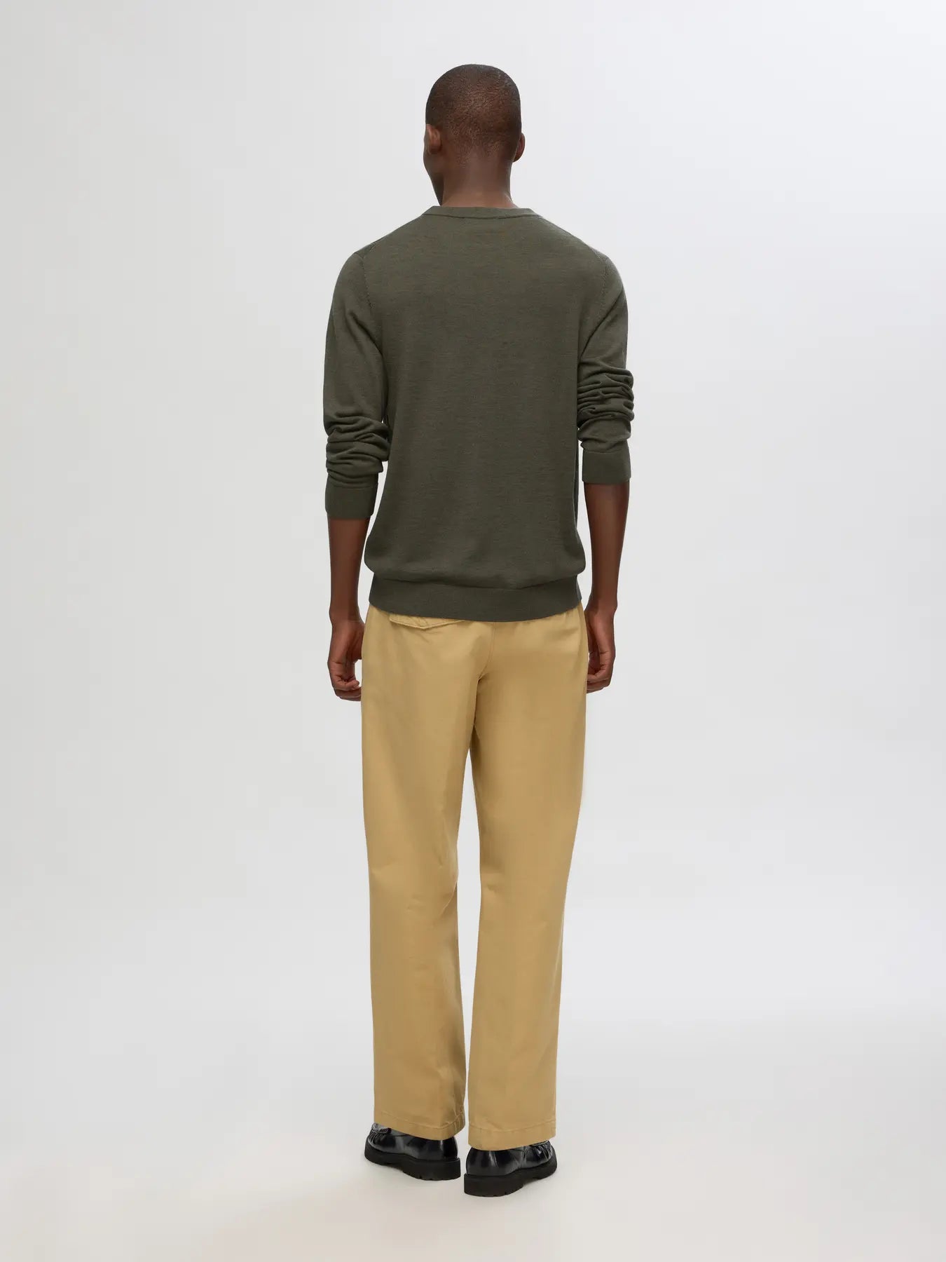tröja tray merino knit selected homme sweater ull stickad ulltröja forest night green grön fri frakt stenungsund
