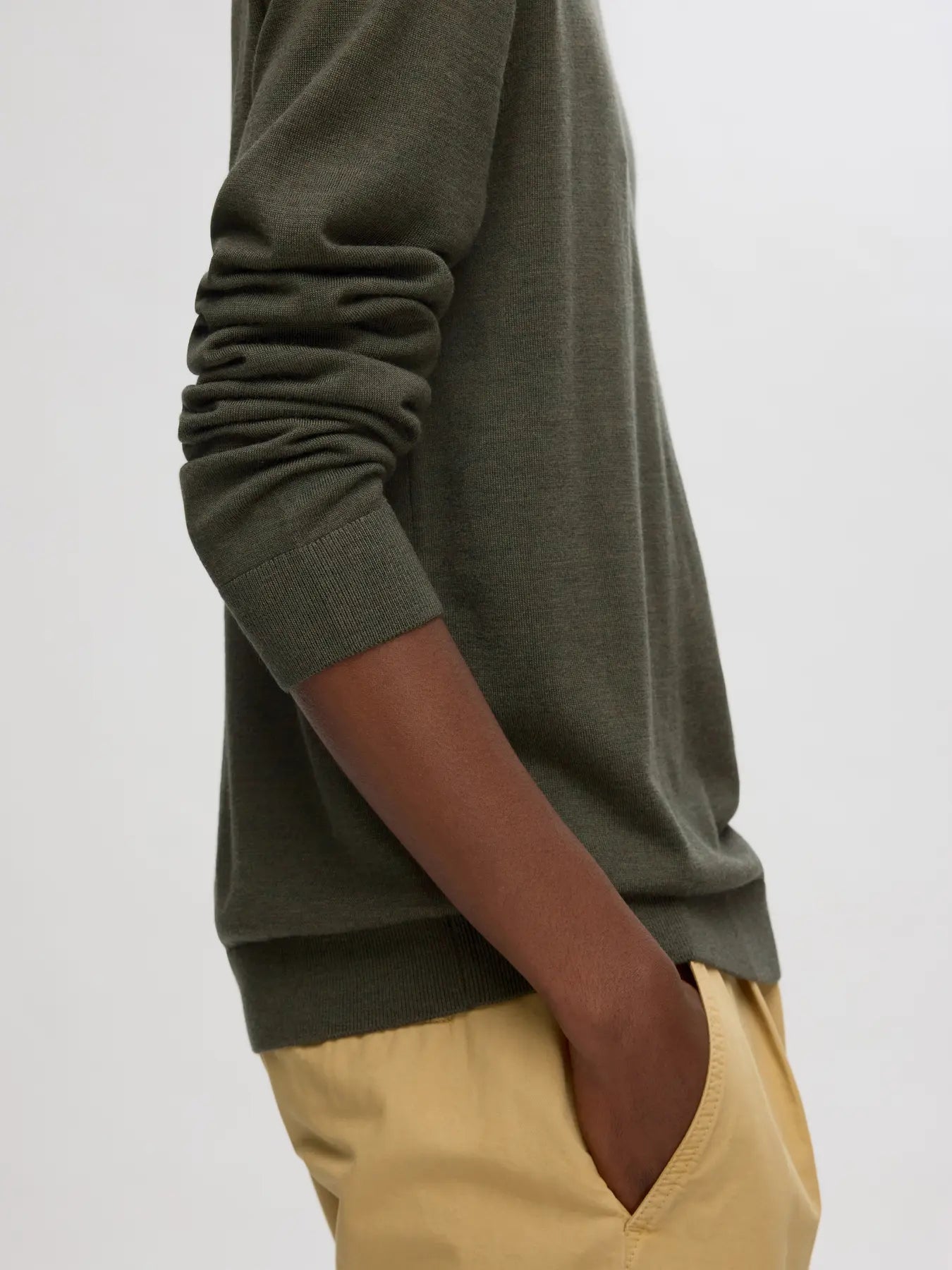 tröja tray merino knit selected homme sweater ull stickad ulltröja forest night green grön fri frakt stenungsund
