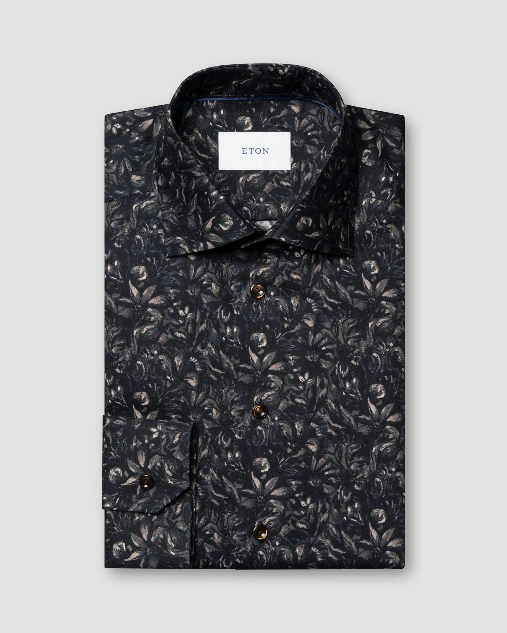 skjorta eton mönstrad skjorta shirt blommig skorta signature twill bomull
