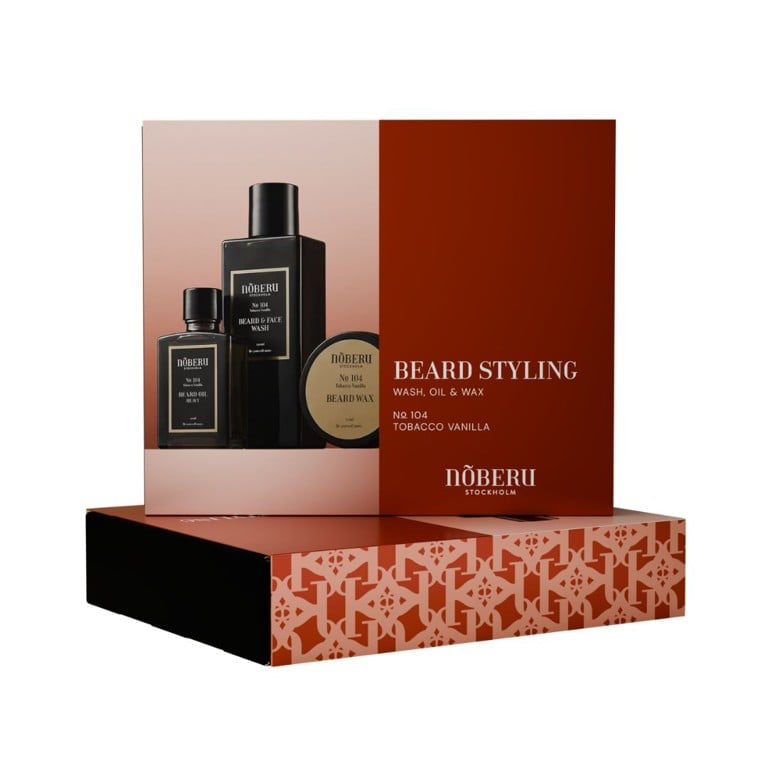 beard styling noberu grooming giftbox tobacco vanilla beard wash beard oil beard wax present skägg skägg olja skägg vax skägg tvätt fri frakt stenungsund