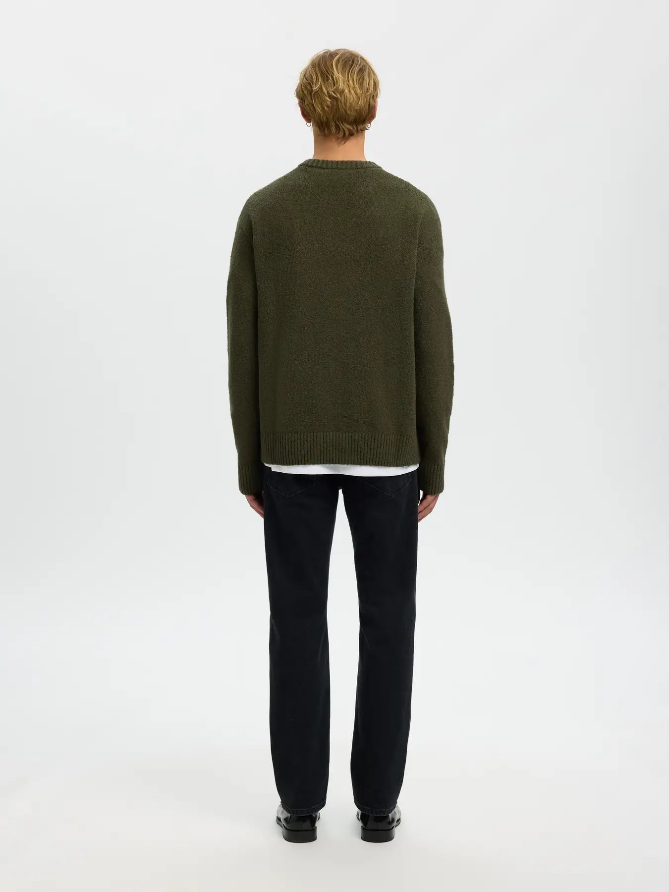 tröja selected homme alex knit crew neck sweater stickad forest night green grön fri frakt stenungsund