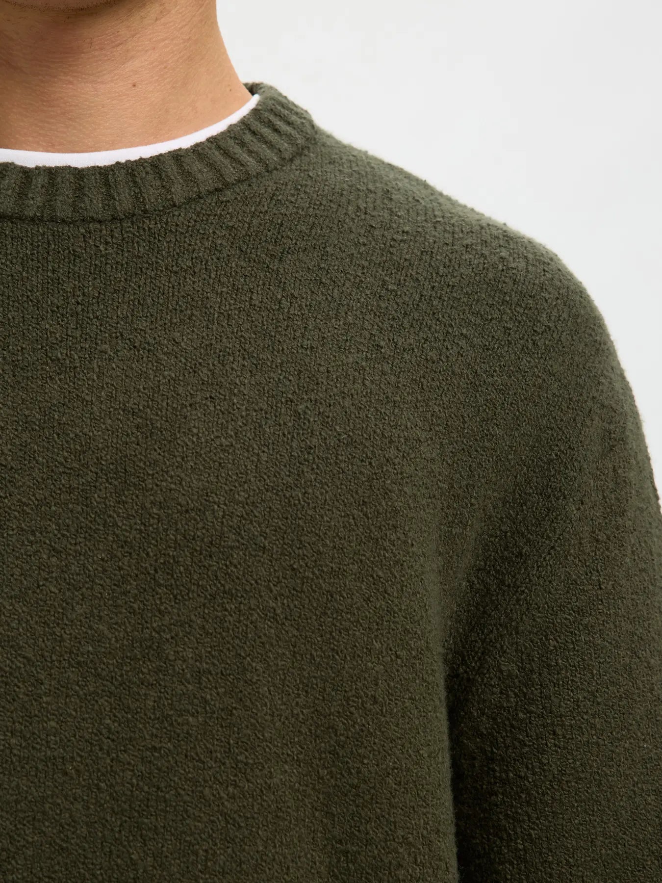 tröja selected homme alex knit crew neck sweater stickad forest night green grön fri frakt stenungsund