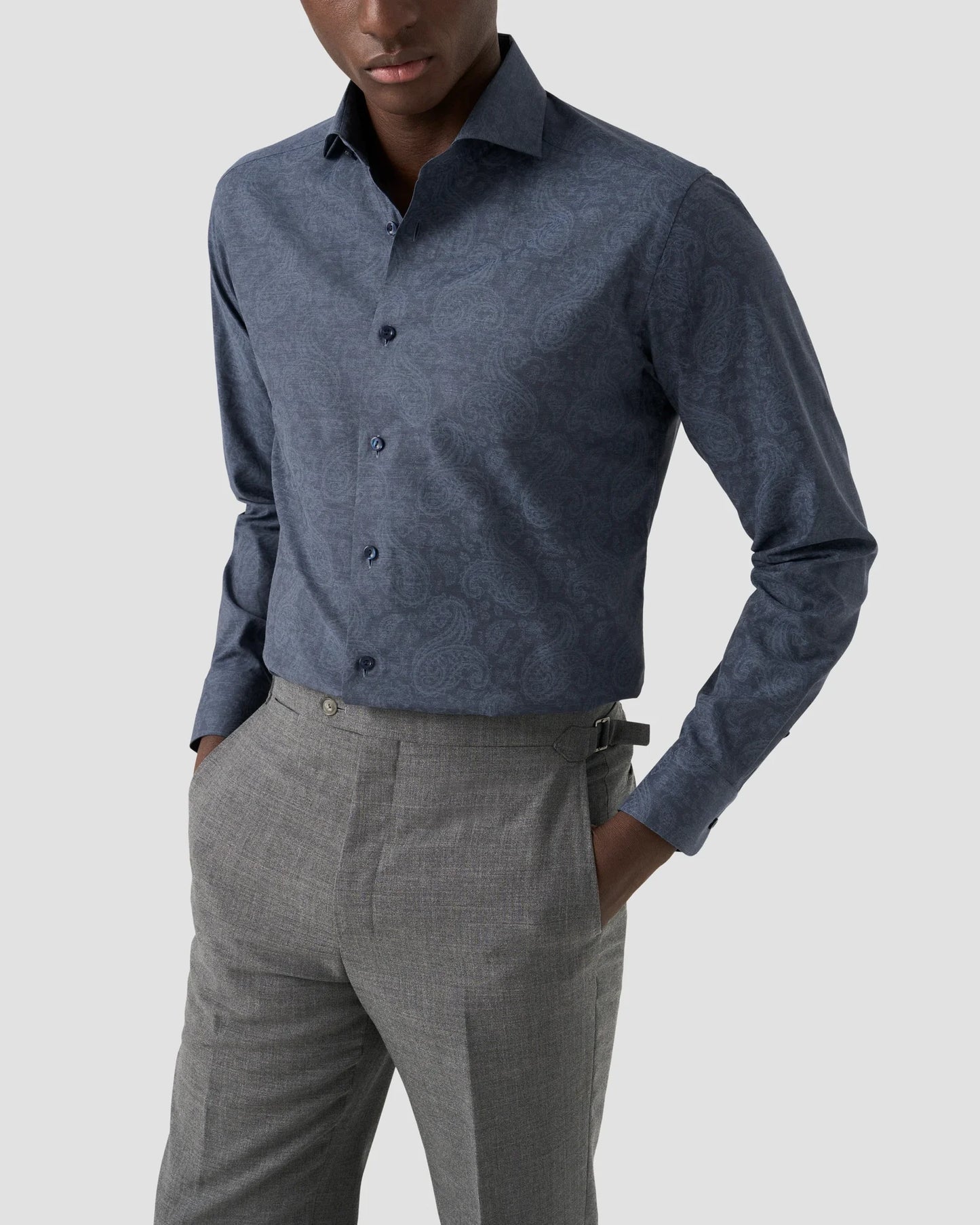 Slim Fit Twill Paisley Blue