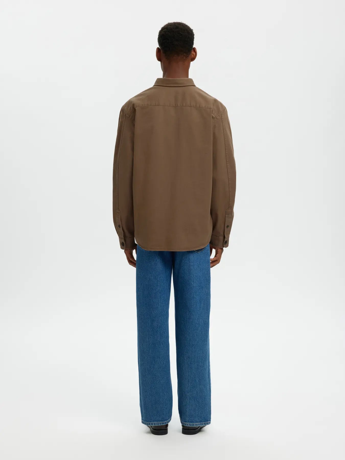 overshirt selected homme travis twill överskjorta chocolate chip brown brun