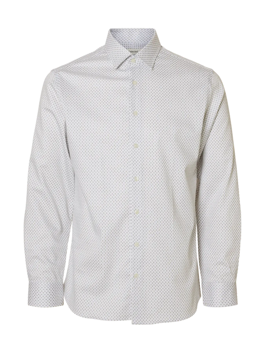 skjorta shirt selected homme performance shirt stretch kostym skjorta white vit diamond vetiver mönstrad skjorta