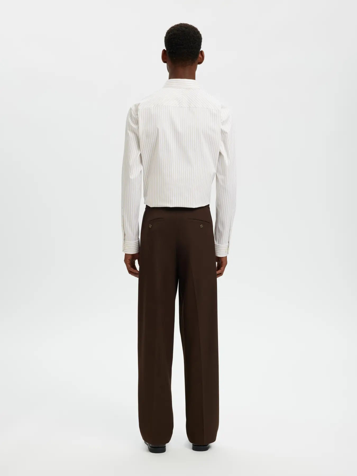 skjorta selected homme performance shirt slim stretch sand stripes randig kostym skjorta