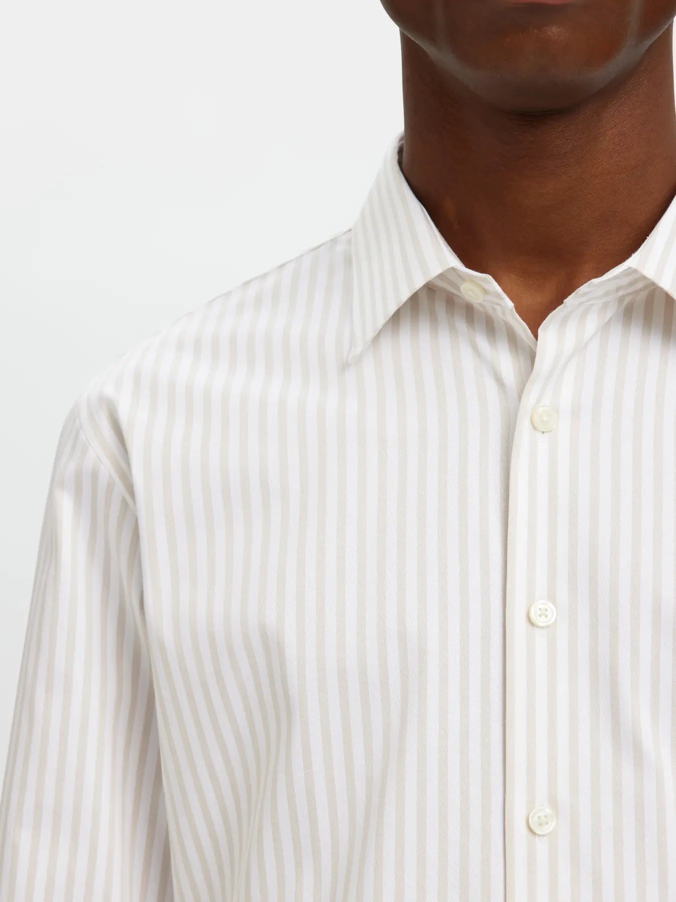 skjorta selected homme performance shirt slim stretch sand stripes randig kostym skjorta