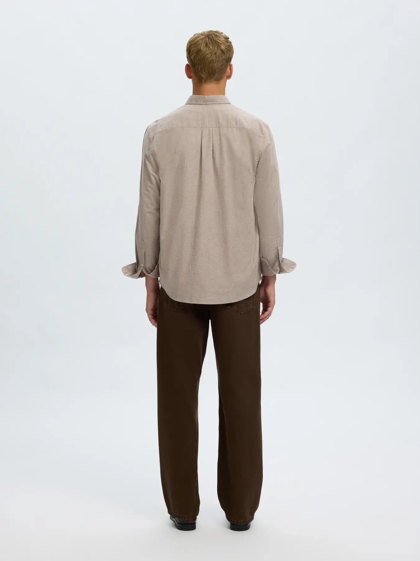 skjorta shirt selected homme cole jay melange ls shirt cornstalk melange sande beige fri frakt stenungsund
