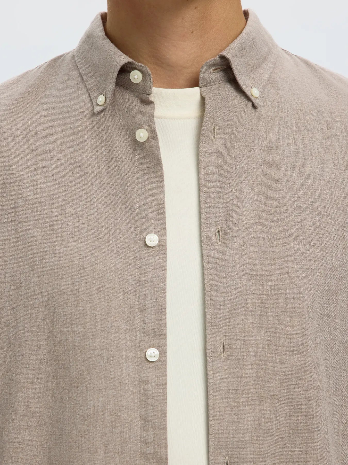skjorta shirt selected homme cole jay melange ls shirt cornstalk melange sande beige fri frakt stenungsund