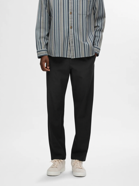 robert straight string pants selected homme byxor chinos stretch black svart