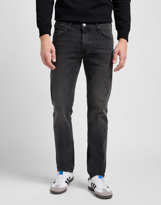 daren lee daren zip leejeans stretch regular fit raka jeans dragkedja zip gåra grå asphalt rocker