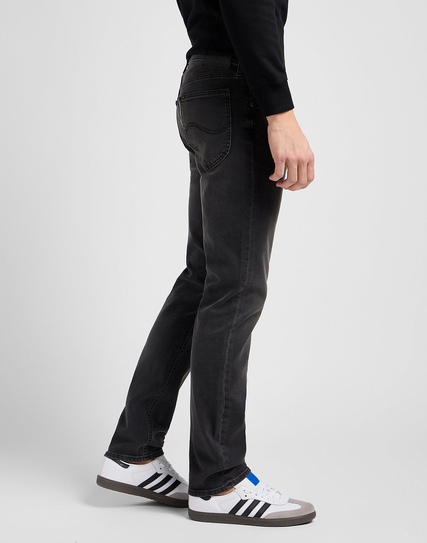 daren lee daren zip leejeans stretch regular fit raka jeans dragkedja zip gåra grå asphalt rocker